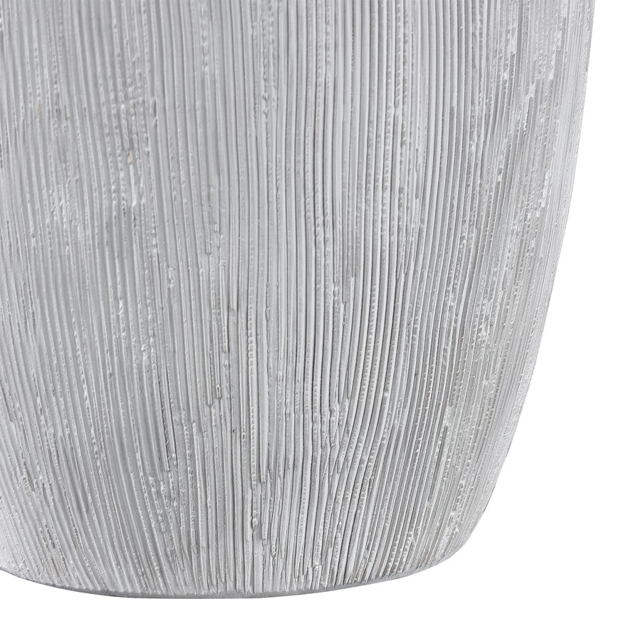 Atlas Lighting Scribing Vase | Modern White Earthenware | Living Room & Entryway Decor | 6 x 5 x 10 in | Model AC11572-02