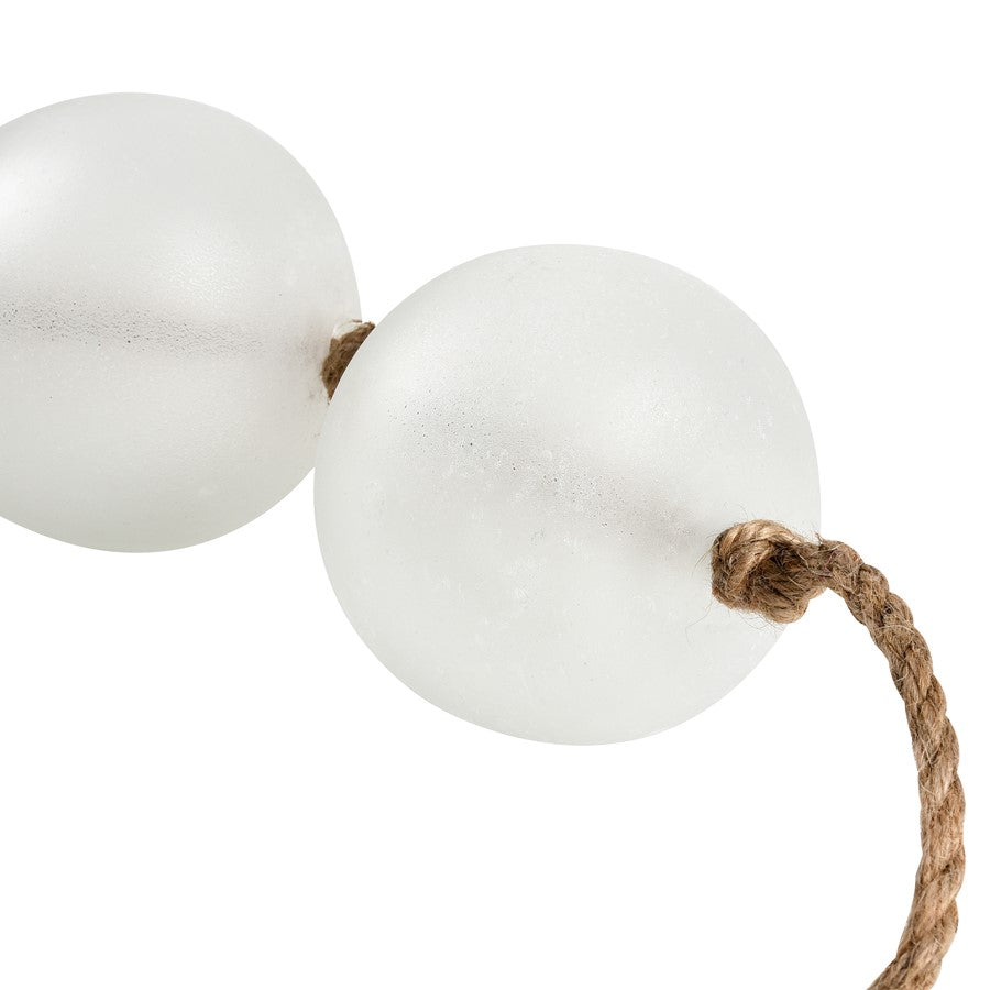 Atlas Lighting Seaglass Rope Object | White Art Glass Orbs with Rope | Coastal Shelf & Mantel Sculpture | 28 x 4 x 4 in | Model AC11575-01