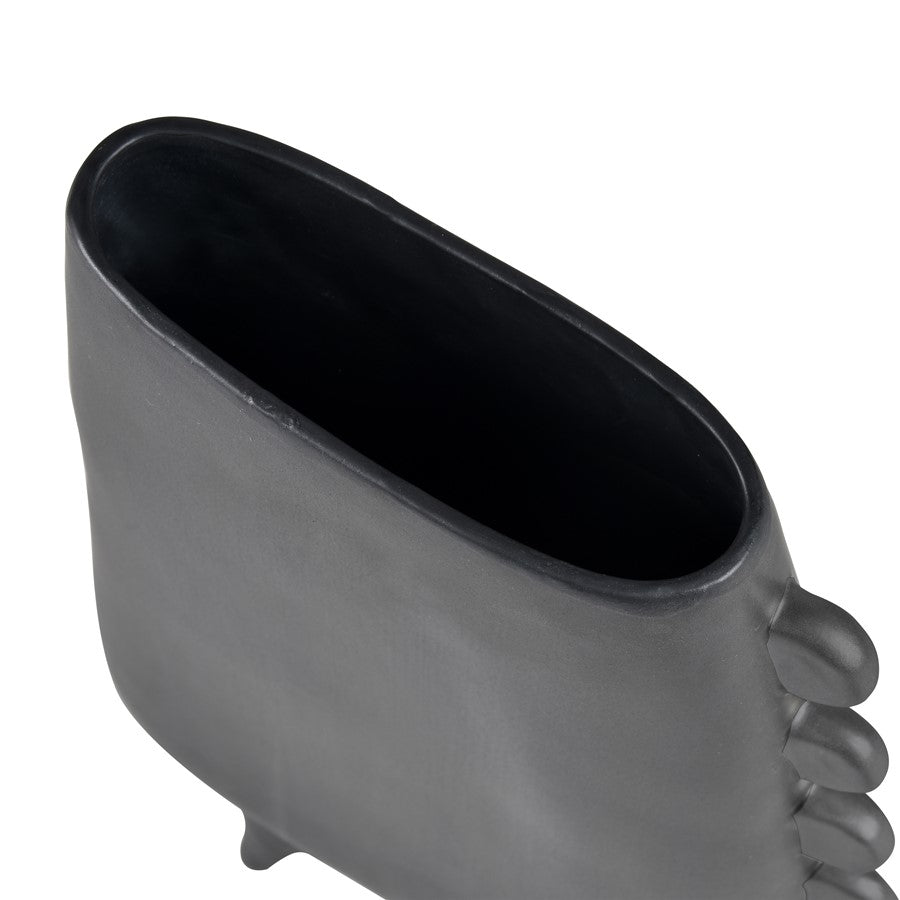Atlas Lighting Sharpe Vase | Modern Matte Black Earthenware Sculpture | Living Room & Entryway Decor | 9.25 x 3 x 14 in | Model AC11588-01