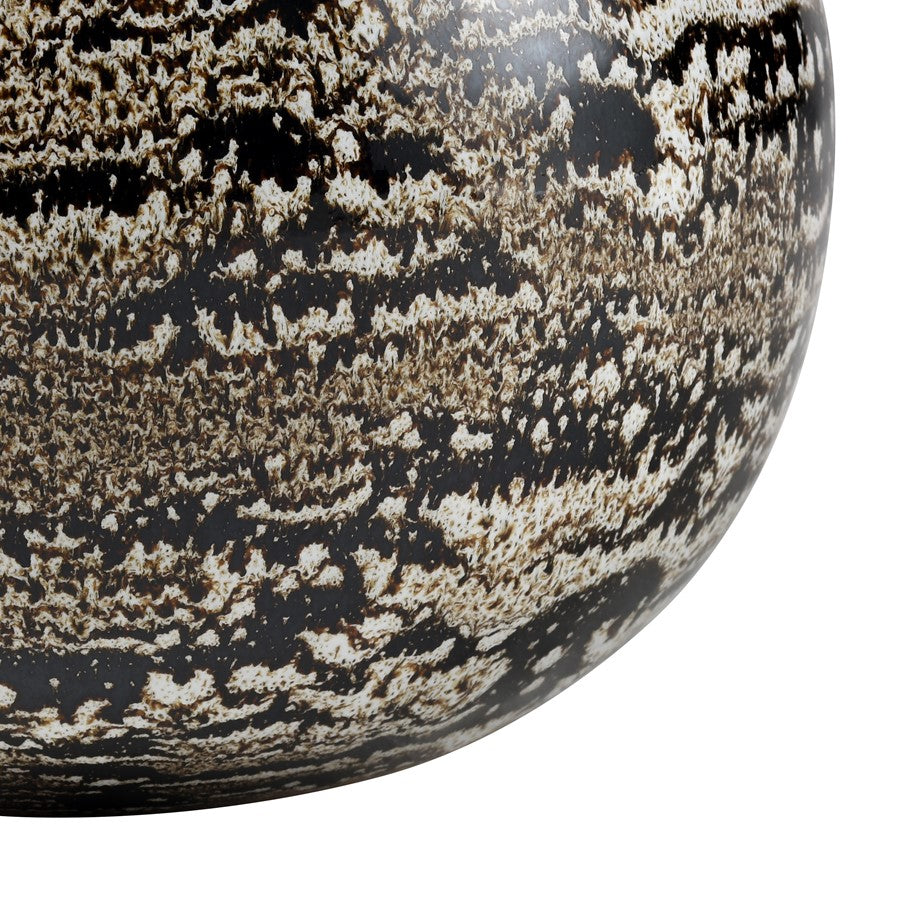 Atlas Lighting Simone Small Vase | Black Earthenware with Brown Spiral Glaze | Living Room & Entryway Decor | 8 x 8 x 9 in | Model AC11594-01