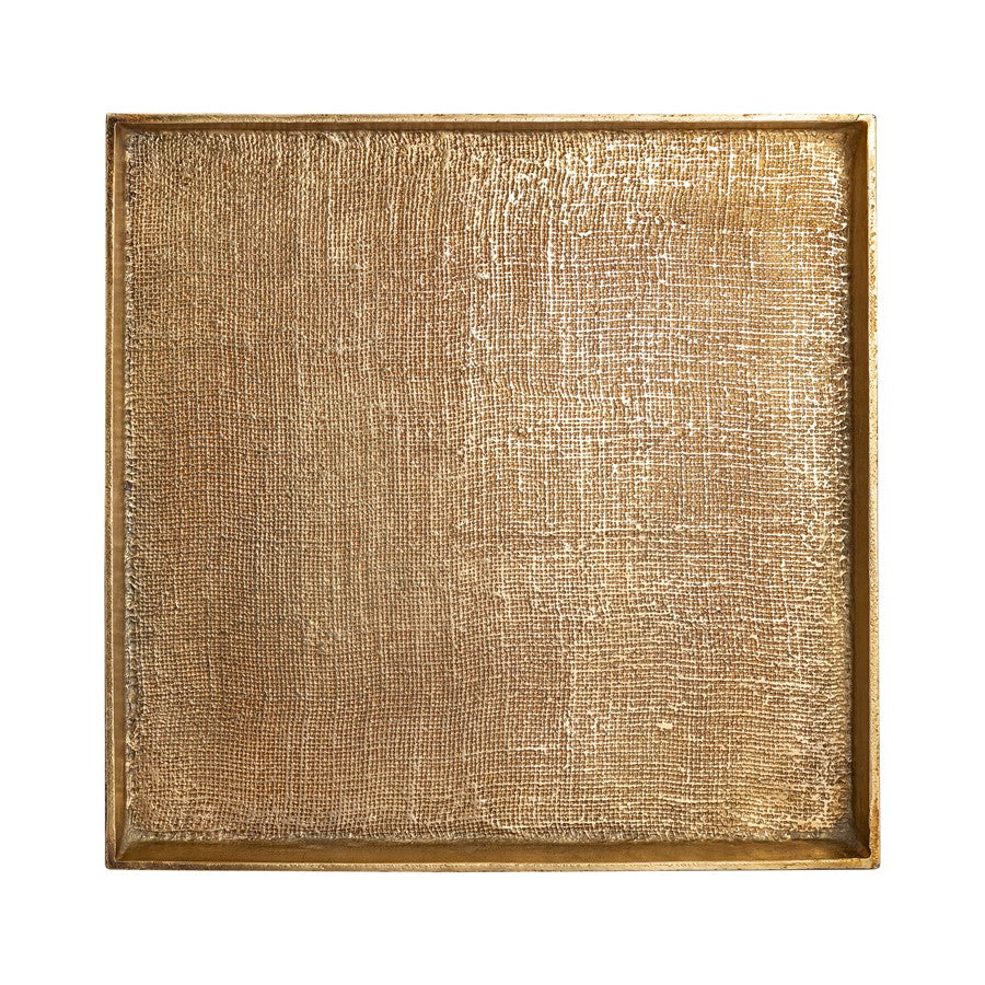 Atlas Lighting Square Linen Texture Tray Set of 2 | Antique Brass Metal Nesting Trays | Coffee Table & Vanity Organizer | Model AC11611-01S