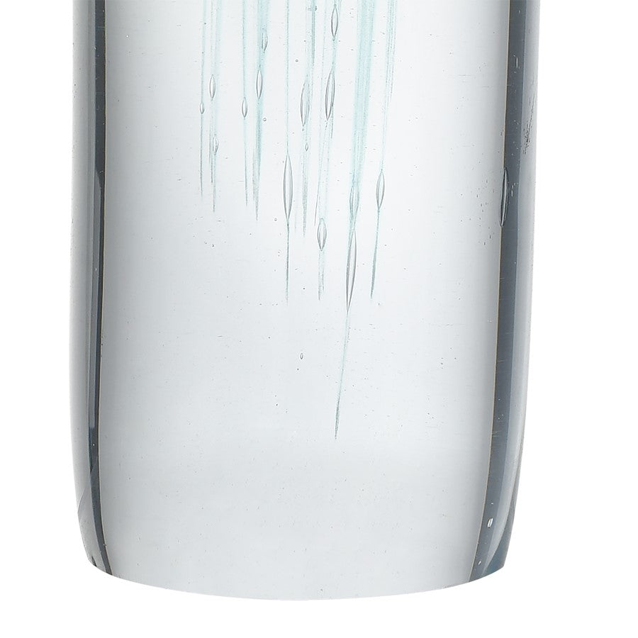 Atlas Lighting Threads 16in Object | Clear & Blue Glass | Living Room & Shelf Decor | 4 x 4 x 16 in | Model AC11638-01