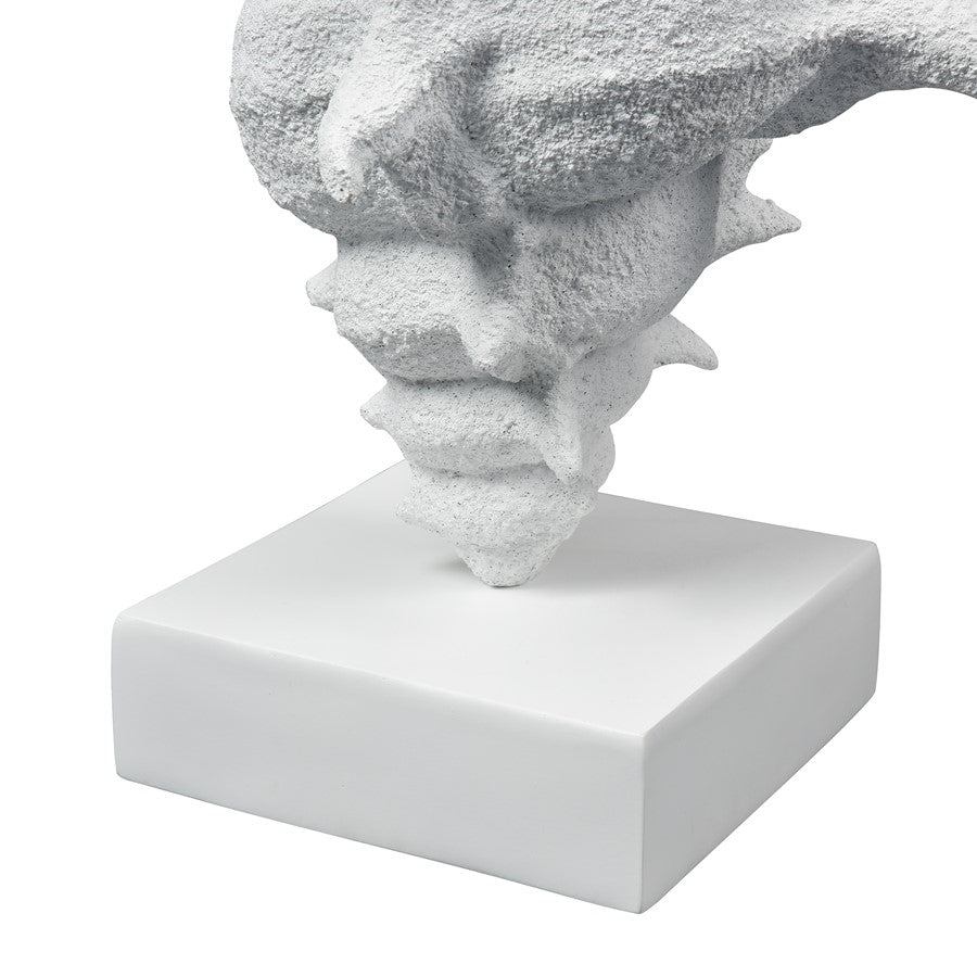 Atlas Lighting Tigertail Shell | Textured White Resin Sculpture on Stand | Coastal Shelf, Console & Entryway Decor | 12 x 9 x 30 in | Model AC11641-01
