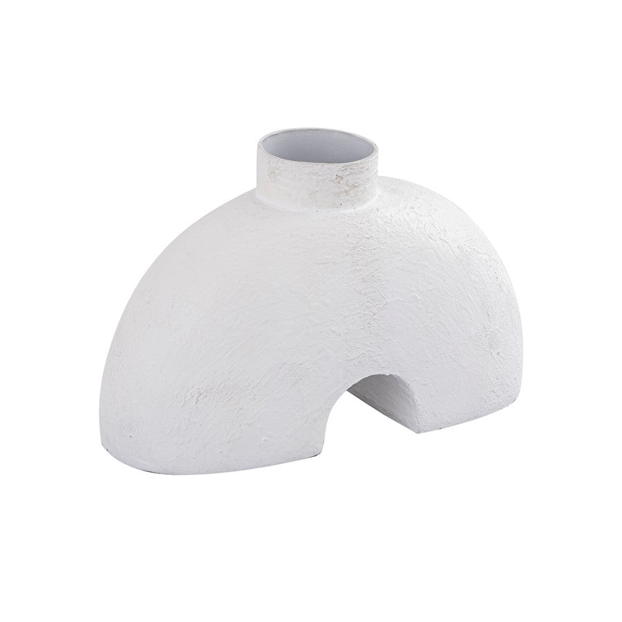 Atlas Lighting Tube Vase | Plaster White Metal Contemporary Decor | Living Room & Bookshelf Accent | 9.25 x 3.25 x 6.25 in | Model AC11652-01