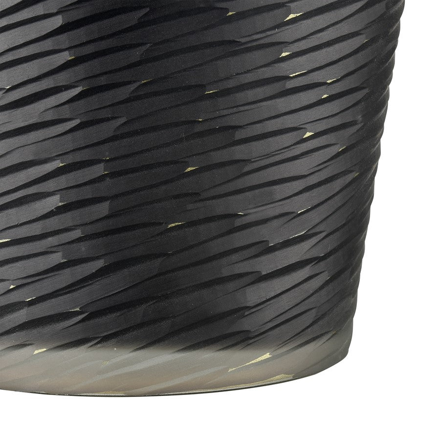 Atlas Lighting Tuxedo Large Vase | Etched Black Textured Glass | Lodge & Modern Decor, Fresh Flowers or Sculpture | Model AC11659-03