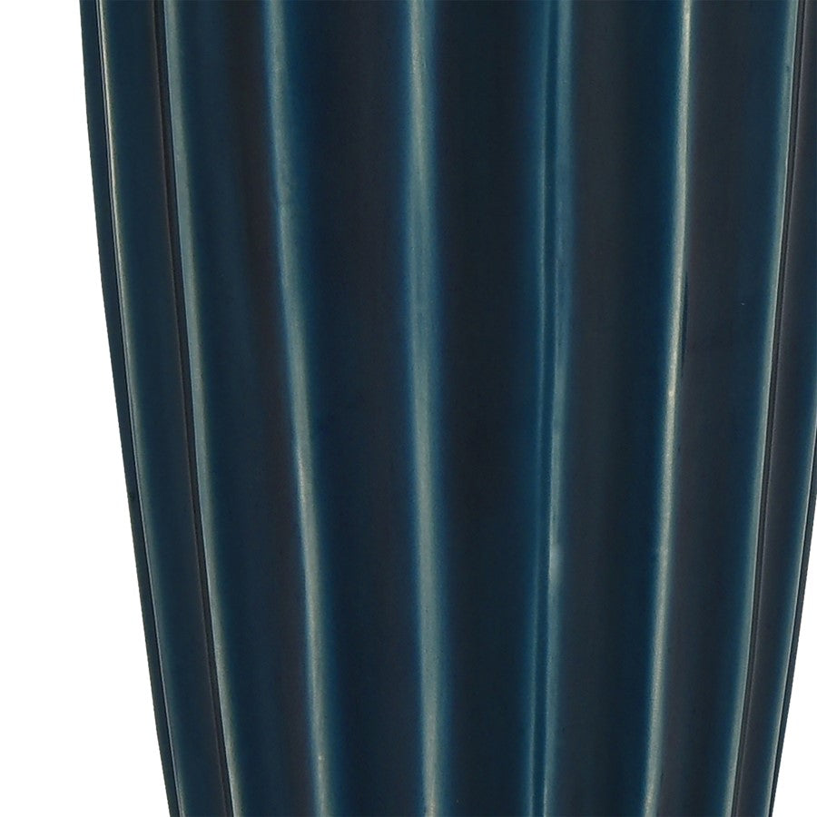 Atlas Lighting Virginia Vase | Midnight Blue Earthenware Fluted Decor | Entryway & Living Room Accent | 6.5 x 6.5 x 20 in | Model AC11665-01