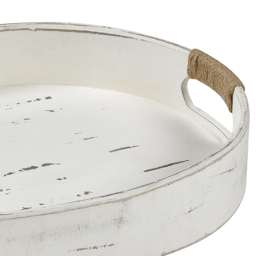 Atlas Lighting Waterfront Tray | Weathered White Wood Composite Rope Handles | Coastal & Farmhouse Serving Tray | 20 x 15.75 x 3 in | Model AC11668-01