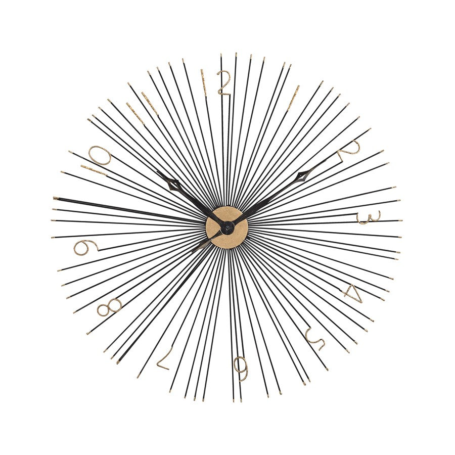 Atlas Lighting Shockfront 36in Round Wall Clock | Black and Gold Metal | Living Room & Office | 36 x 36 x 1 in | Model CK11013-01