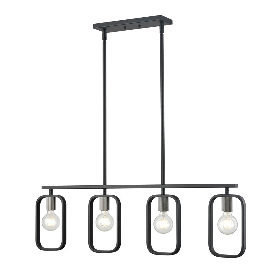 Atlas Lighting 39in 4-Light Linear Chandelier | Black Metal Rectangular | Kitchen Island & Dining Room | 39 x 4.49 x 12.05 in | Model CL11002-BK