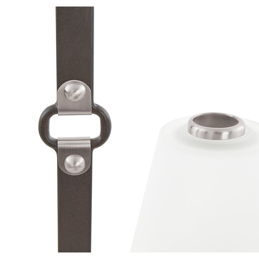 Atlas Armstrong Grove 36in 4-Light Linear Chandelier | Transitional Charcoal and Satin Nickel with White Glass | Kitchen Island | Model CL11004-BK