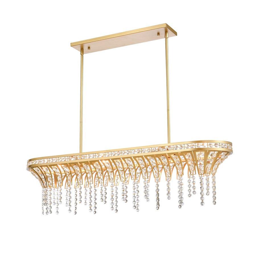 Atlas Lighting Fantania 36in 4-Light Linear Chandelier | Traditional Gold and Clear Crystal | Kitchen Island & Dining Room | Model CL11015-GD
