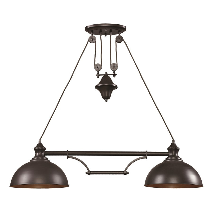 Atlas Lighting Farmhouse 44in 2-Light Linear Chandelier | Transitional Oil Rubbed Bronze Metal | Kitchen Island & Dining Room | Model CL11016-BZ
