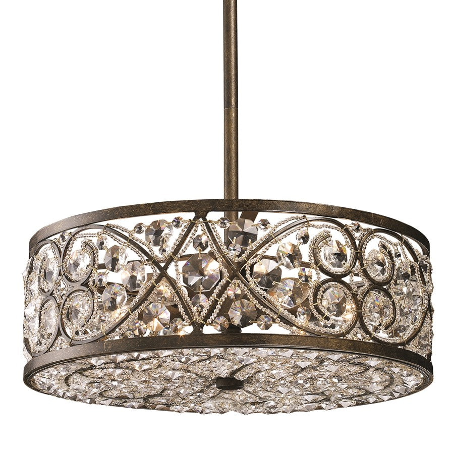 Atlas Lighting Amherst 17in 6-Light Chandelier | Traditional Antique Bronze and Clear Crystal | Dining Room & Foyer | Model CL11056-BZ