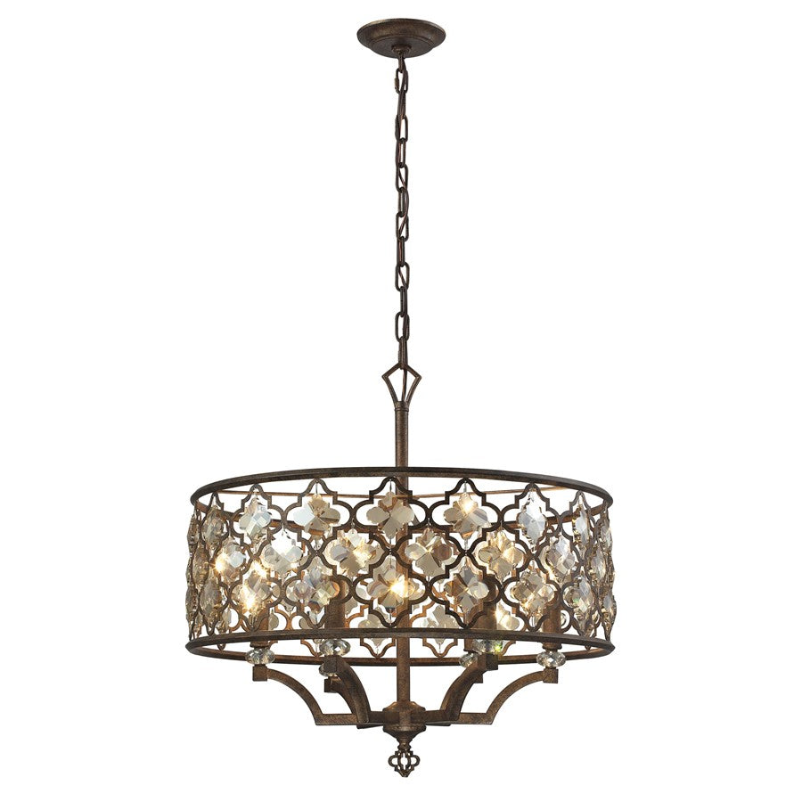 Atlas Lighting Armand 24in 6-Light Chandelier | Traditional Weathered Bronze and Clear Crystal | Dining Room & Foyer | Model CL11063-BZ