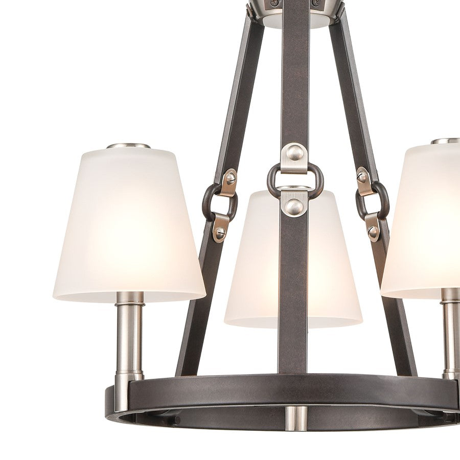 Atlas Lighting Armstrong Grove 18in 3-Light Chandelier | Transitional Charcoal and Satin Nickel with White Frosted Glass | Dining | Model CL11064-BK