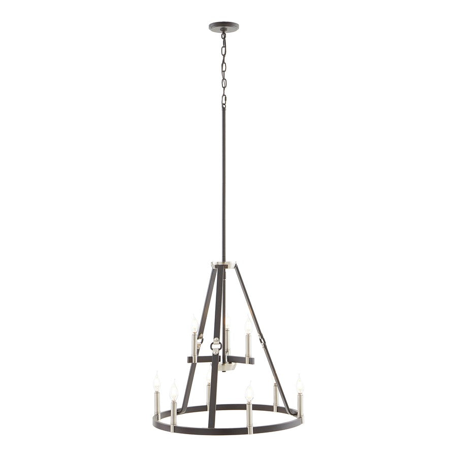 Atlas Lighting Armstrong Grove 25in 9-Light Chandelier | Transitional Charcoal and Satin Nickel | Dining Room & Kitchen Island | Model CL11067-BK