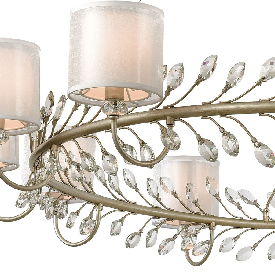 Atlas Lighting Asbury 62in 12-Light Chandelier | Traditional Aged Silver and Clear Glass Fabric Shade | Dining Room & Living Room | Model CL11069-SV