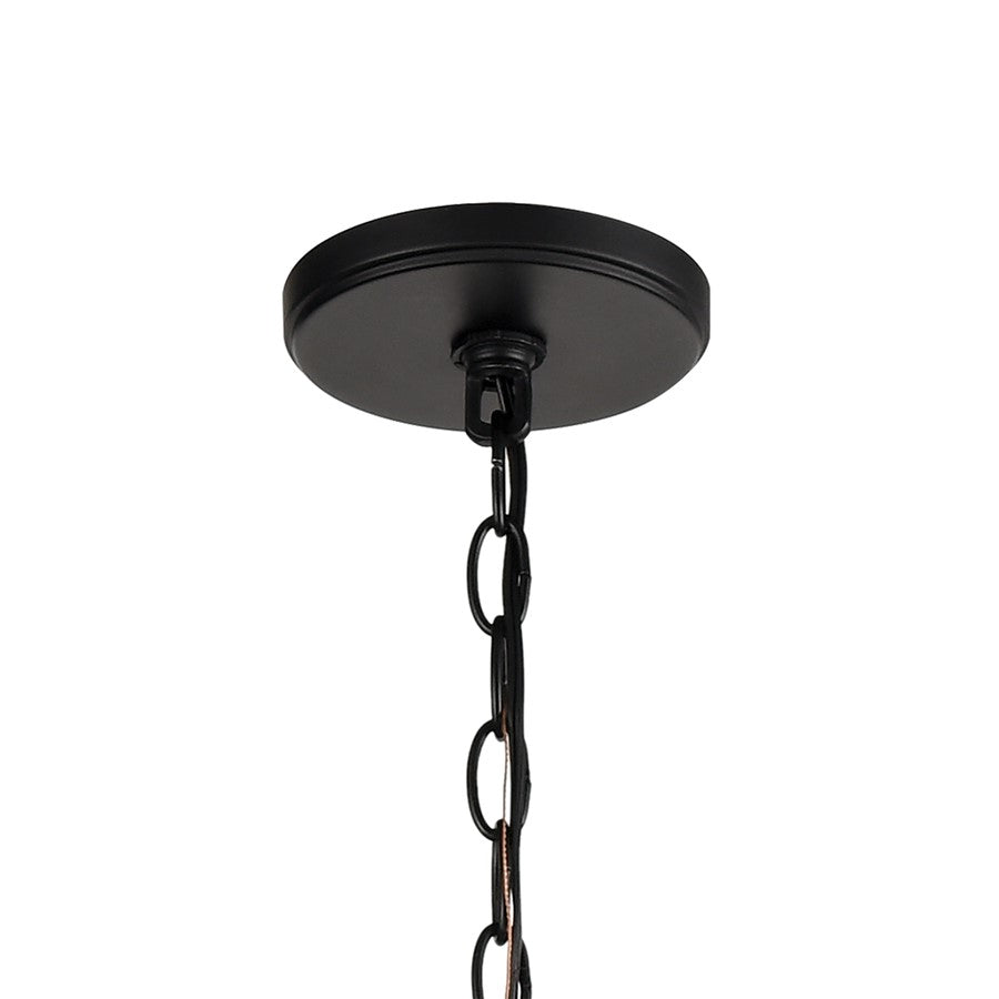 Atlas Lighting Barrow 26in 6-Light Chandelier | Transitional Matte Black and Birchwood | Dining Room & Living Room | Model CL11076-NA