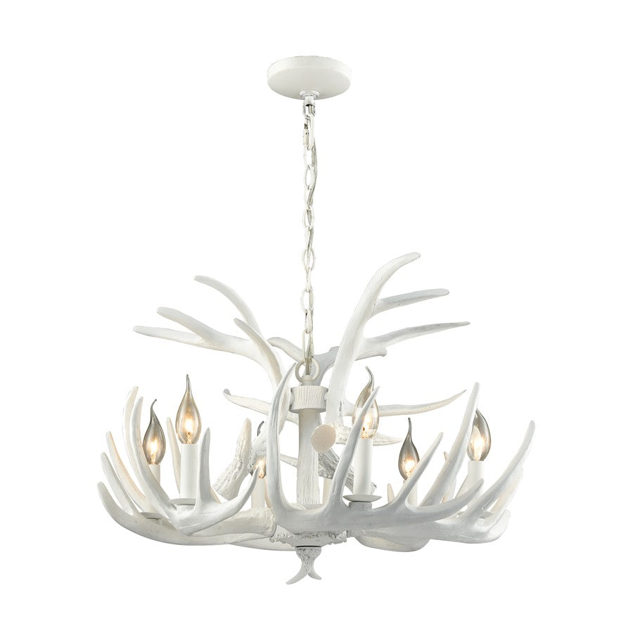 Atlas Lighting Big Sky 25in 6-Light Chandelier | Transitional White Composite | Dining Room & Living Room | 25 x 25 x 17 in | Model CL11083-WH