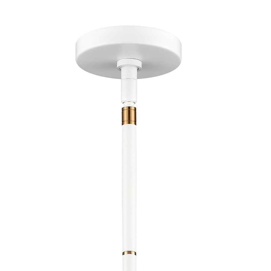 Atlas Lighting Boudreaux 32in 18-Light Chandelier | Mid-Century Matte White and Satin Brass with Clear Glass | Large Dining Room | Model CL11089-WH
