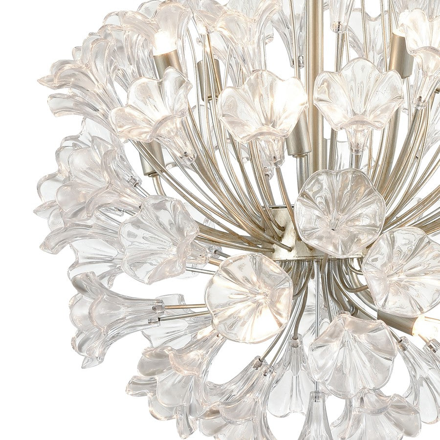 Atlas Lighting Celene 22in 12-Light Chandelier | Traditional Aged Silver and Clear Glass | Dining Room & Living Room | Model CL11120-SV