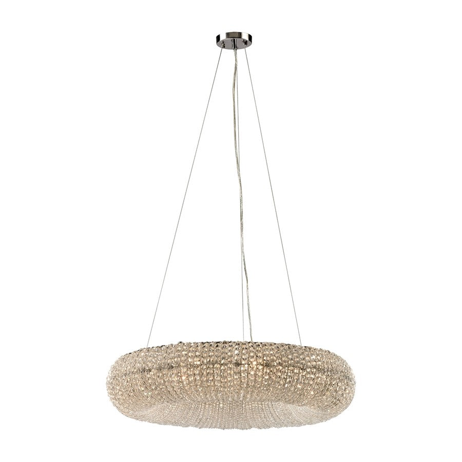 Atlas Lighting Crystal Ring 28in 10-Light Chandelier | Modern Polished Chrome and Clear Crystal | Dining Room & Living Room | Model CL11140-CH
