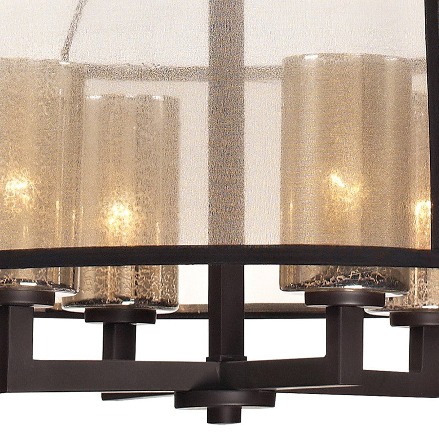 Atlas Lighting Diffusion 24in 4-Light Chandelier | Transitional Oil Rubbed Bronze and Beige Fabric Drum Shade | Dining Room | Model CL11152-BZ