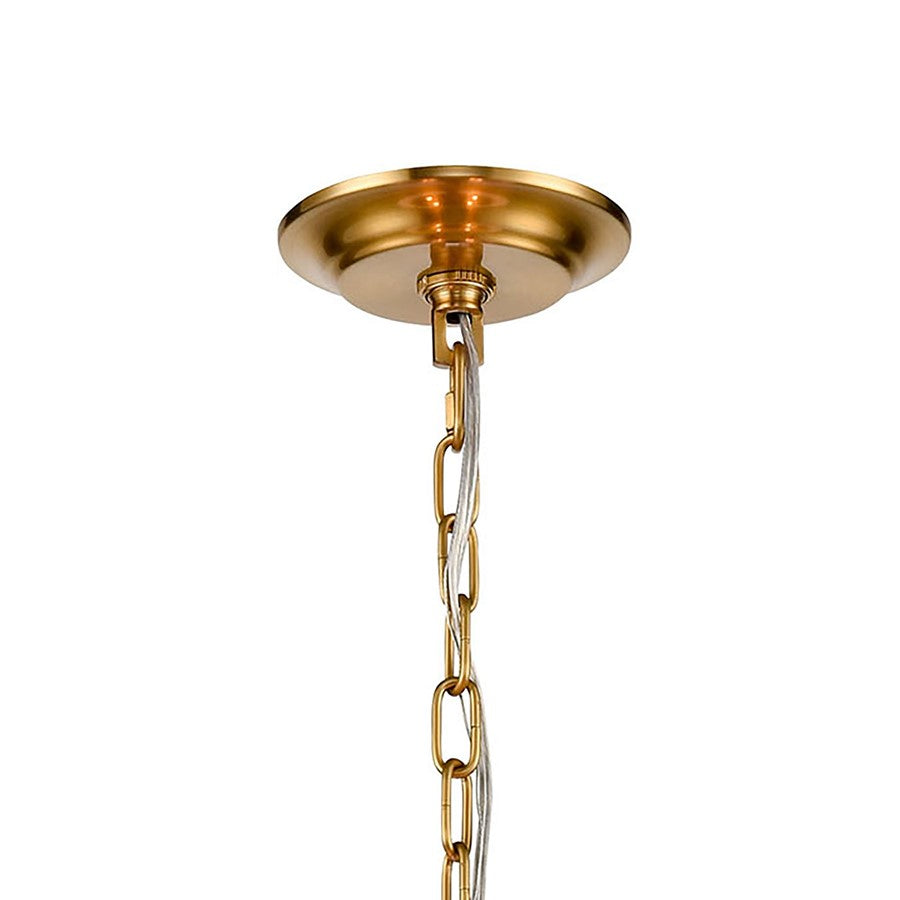 Atlas Lighting Harp Lane 21in 4-Light Chandelier | Transitional Satin Brass and White Fabric Shade | Entryway & Dining Room | Model CL11198-BS