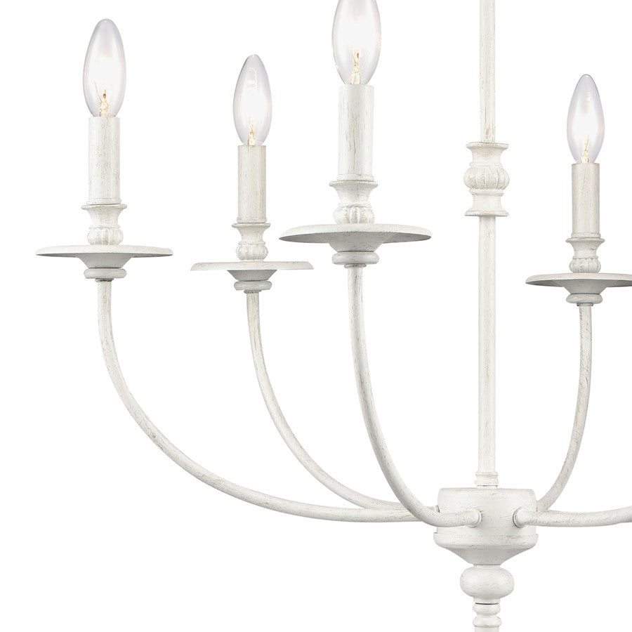 Atlas Lighting Hartford 25in 6-Light Chandelier | Traditional Farmhouse White Metal | Dining Room & Living Room | 25 x 25 x 24 in | Model CL11199-WH