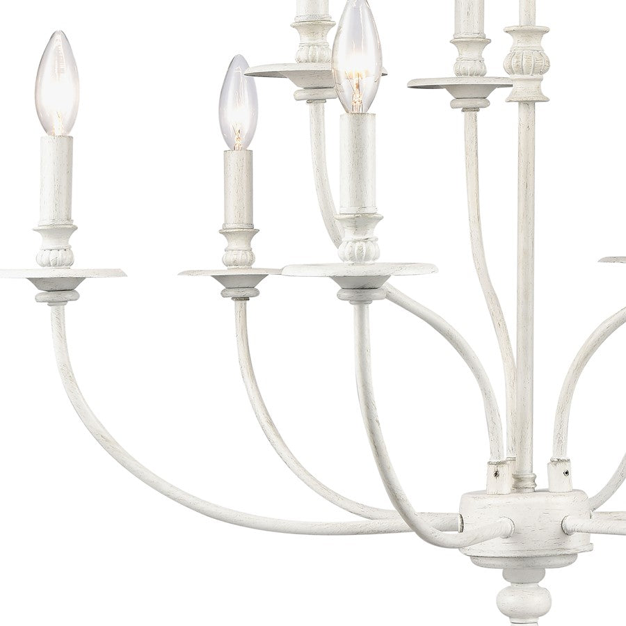 Atlas Lighting Hartford 29in 9-Light Chandelier | Farmhouse White Metal | Dining Room & Living Room | 29 x 29 x 28 in | Model CL11200-WH