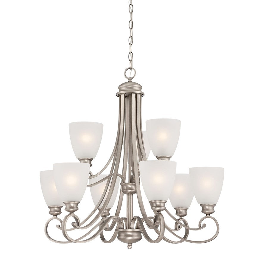 Atlas Lighting Haven 28in 9-Light Chandelier | Satin Pewter Metal | Dining Room & Living Room | 28 x 28 x 28 in | Model CL11201-SV