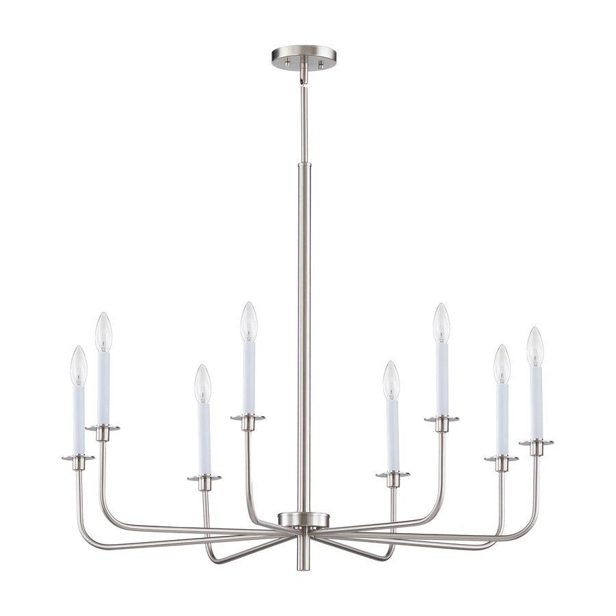 Atlas Lighting Lexington Green 38in 8-Light Chandelier | Traditional Brushed Nickel Metal | Dining Room & Living Room | Model CL11221-NK