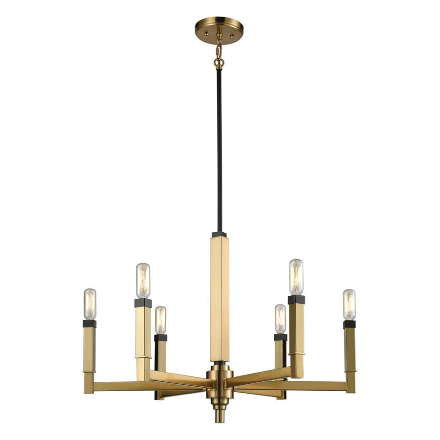 Atlas Lighting Mandeville 23in 6-Light Chandelier | Transitional Satin Brass and Oil Rubbed Bronze Metal | Dining Room & Living | Model CL11233-BS