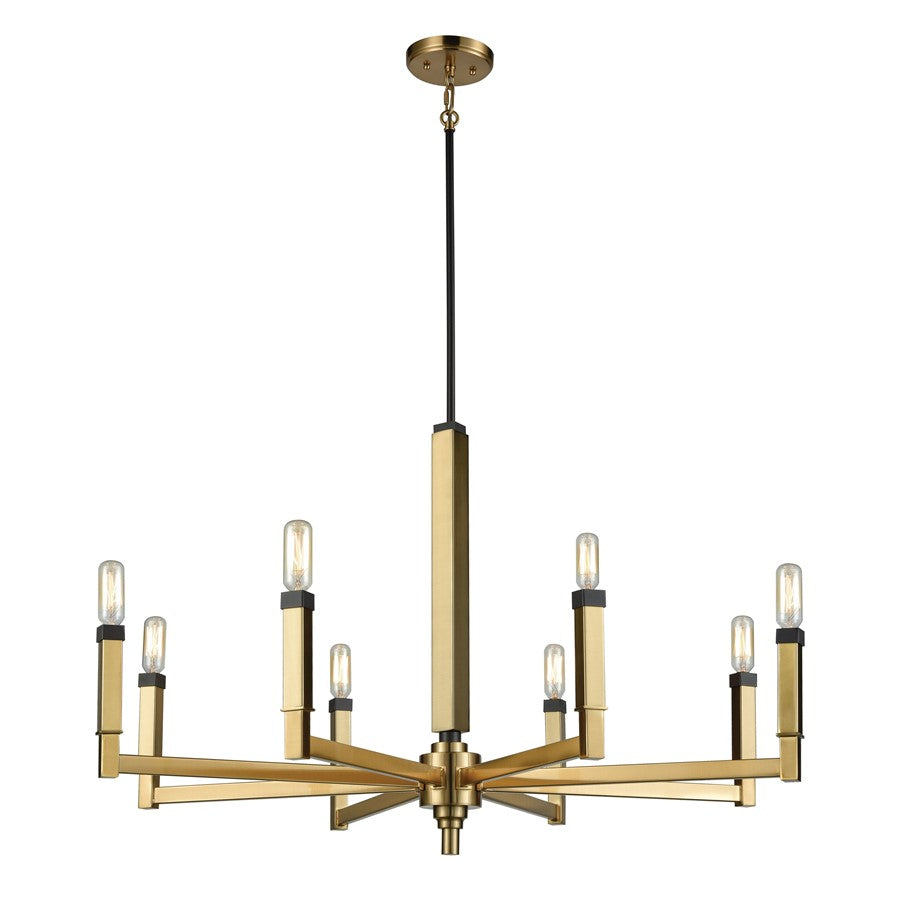 Atlas Lighting Mandeville 31in 8-Light Chandelier | Transitional Satin Brass and Oil Rubbed Bronze Metal | Dining Room & Living | Model CL11234-BS
