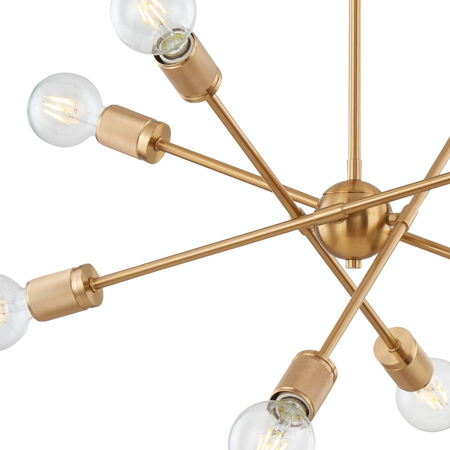 Atlas Lighting Module 22in 8-Light Chandelier | Modern Burnished Brass Metal | Dining Room & Living Room | 22 x 22 x 18 in | Model CL11254-BS
