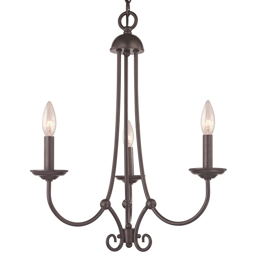 Atlas Lighting Montgomery 20in 3-Light Chandelier | Traditional Oil Rubbed Bronze Metal | Dining Room & Living Room | Model CL11258-BZ
