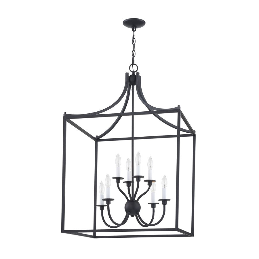 Atlas Lighting Prescott 24in 8-Light Chandelier | Traditional Matte Black Metal | Dining Room & Living Room | 24 x 24 x 37 in | Model CL11300-BK