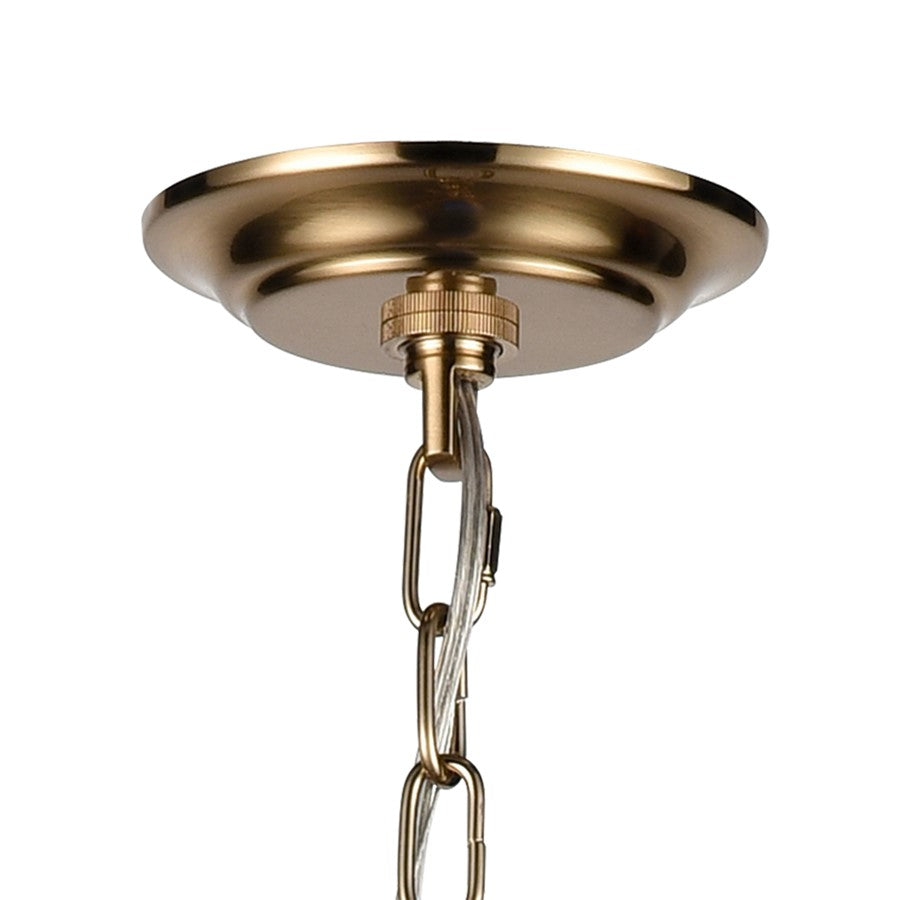 Atlas Lighting Pyrus 27in 4-Light Chandelier | Transitional Light Brown Rattan and Antique Brass | Living Room & Dining Room | Model CL11302-BN