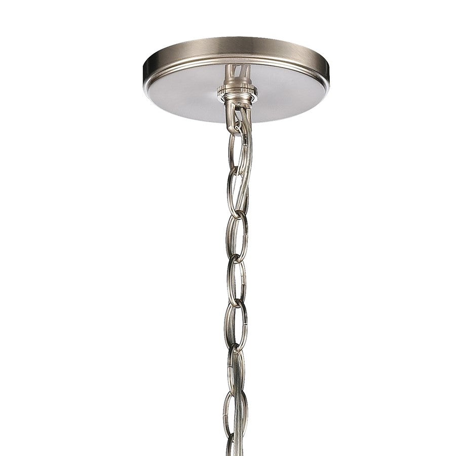 Atlas Lighting Rotunde 26in 6-Light Chandelier | Modern Beechwood and Satin Nickel | Dining Room & Living Room | 26 x 26 x 33 in | Model CL11318-BN