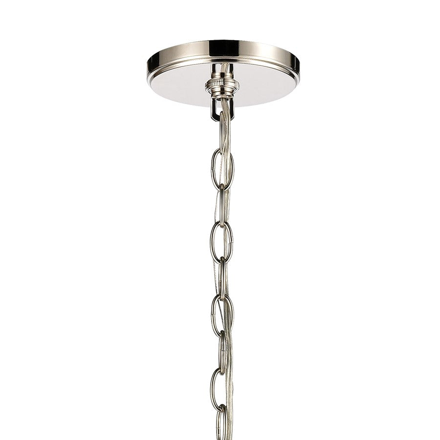 Atlas Lighting Rotunde 26in 6-Light Chandelier | Modern Matte White and Polished Nickel Metal | Dining Room & Living Room | Model CL11318-WH