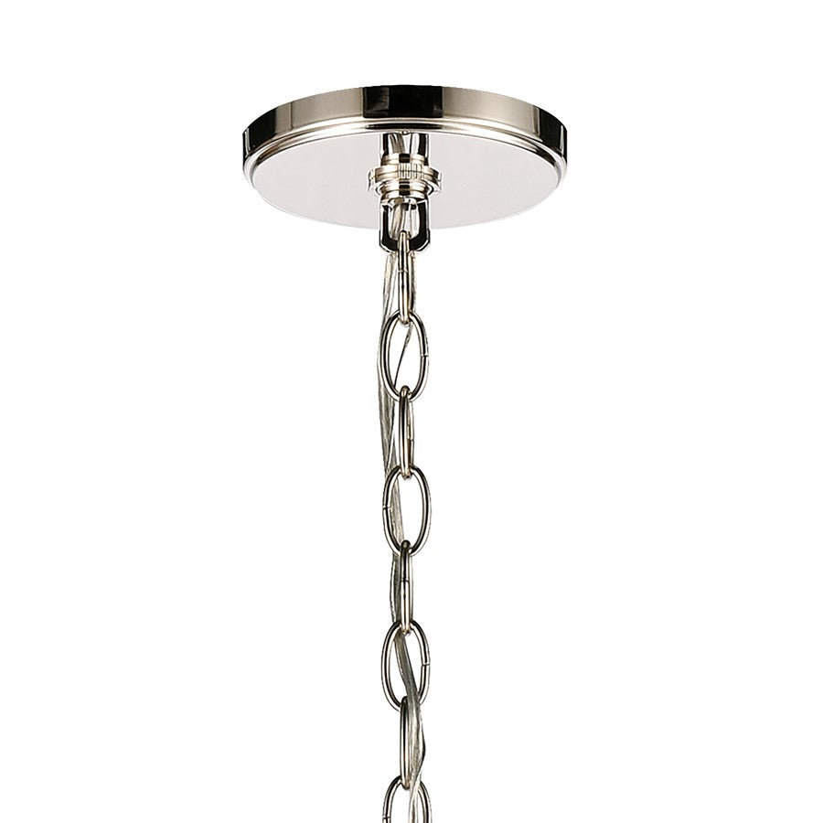 Atlas Lighting Rotunde 38in 10-Light Chandelier | Modern Matte White and Polished Nickel Metal | Dining Room & Living Room | Model CL11319-WH