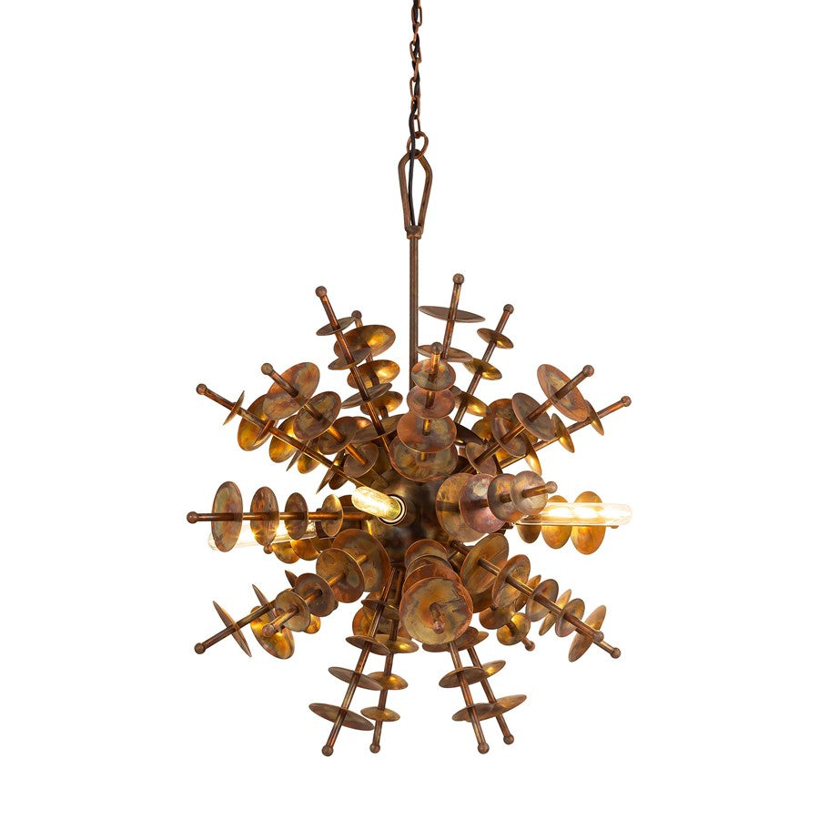 Atlas Lighting Sigma 28in 4-Light Chandelier | Transitional Autumn Brass Metal | Hallway & Living Room | 28 x 28 x 31 in | Model CL11331-BS