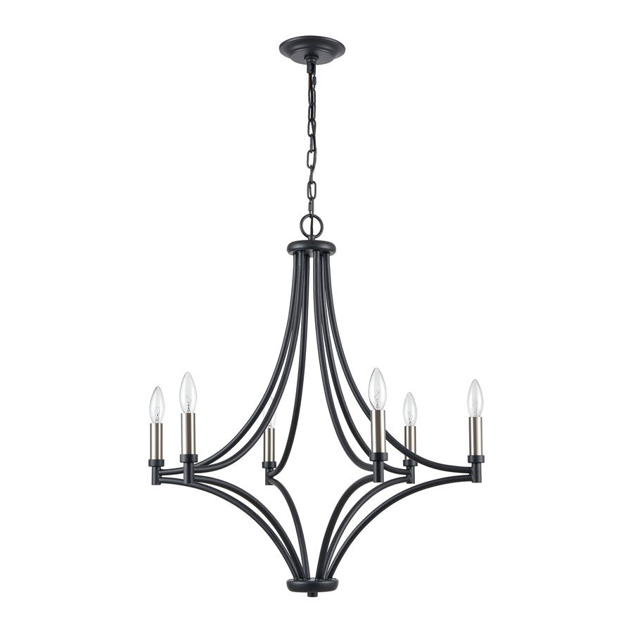 Atlas Lighting Spanish Villa 26in 6-Light Chandelier | Traditional Charcoal Metal | Dining Room & Living Room | 26 x 26 x 29 in | Model CL11339-BK