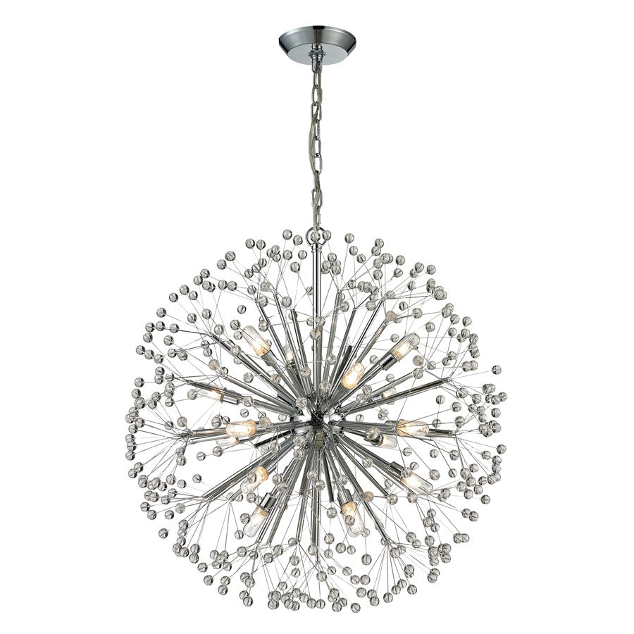 Atlas Lighting Starburst 27in 16-Light Chandelier | Modern Polished Chrome and Clear Crystal | Dining Room & Foyer | Model CL11346-CH