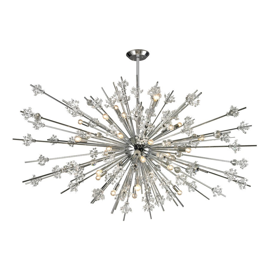Atlas Lighting Starburst 72in 31-Light Chandelier | Modern Polished Chrome and Clear Crystal | Dining Room & Foyer | Model CL11350-CH