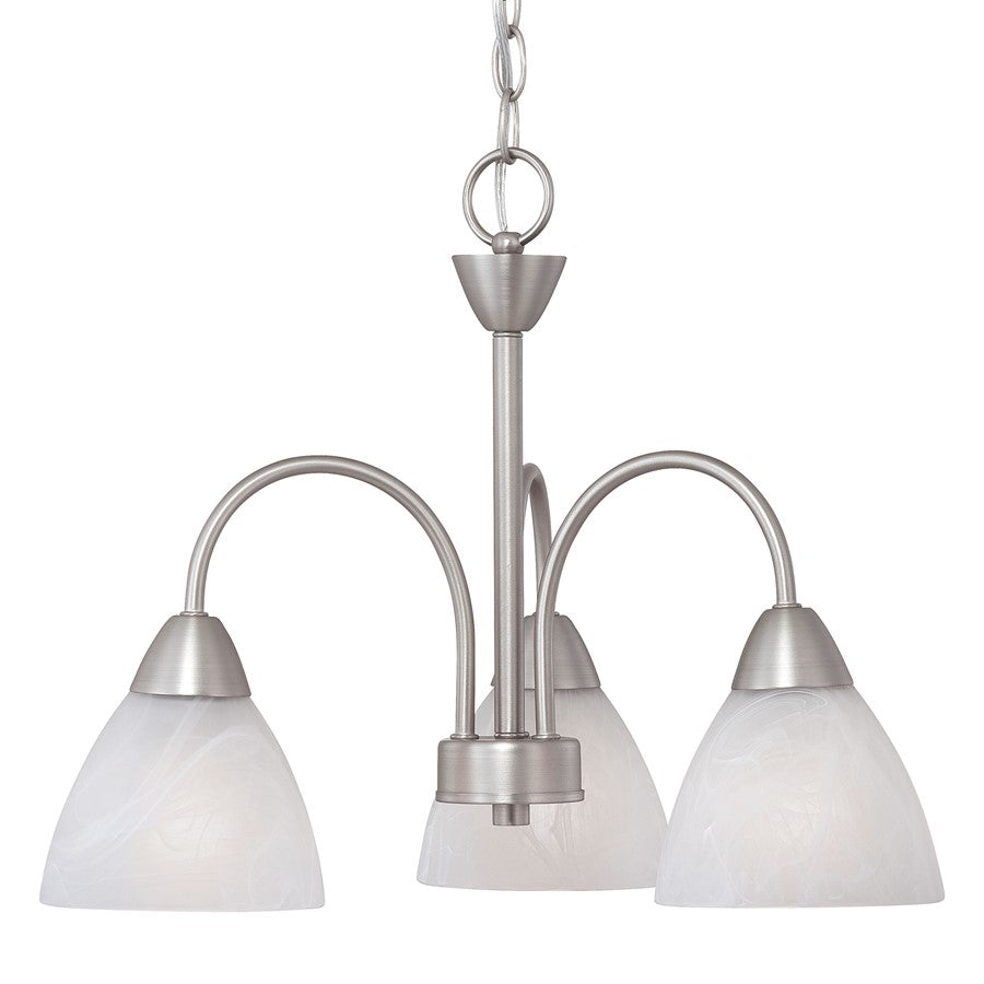 Atlas Lighting Tia 18in 3-Light Chandelier | Traditional Matte Nickel and White Frosted Glass | Kitchen & Dining Room | Model CL11360-NK