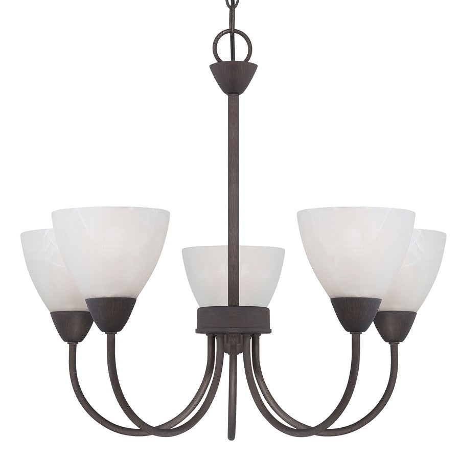 Atlas Lighting Tia 22in 5-Light Chandelier | Traditional Painted Bronze and White Frosted Glass | Kitchen & Dining Room | Model CL11361-BZ