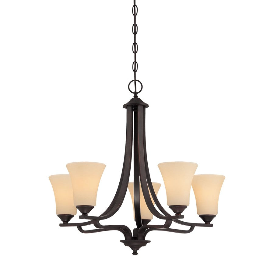 Atlas Lighting Treme 25in 5-Light Chandelier | Traditional Espresso and Beige Glass | Dining Room & Living Room | 25 x 25 x 25 in | Model CL11368-BN