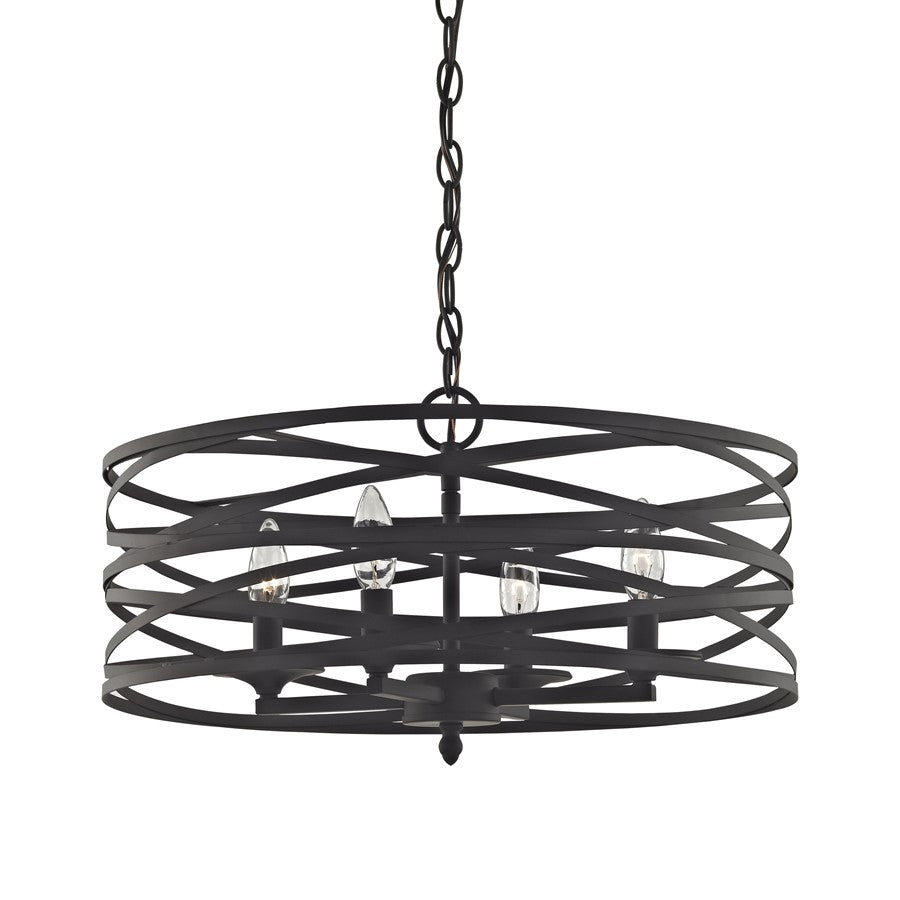 Atlas Lighting Vorticy 20in 4-Light Chandelier | Modern Oil Rubbed Bronze Metal | Dining Room & Living Room | 20 x 20 x 11 in | Model CL11388-BZ