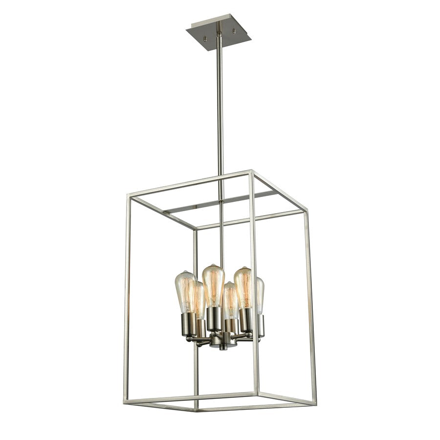 Atlas Lighting Williamsport 14in 6-Light Chandelier | Transitional Brushed Nickel Metal | Dining Room & Living Room | Model CL11397-NK